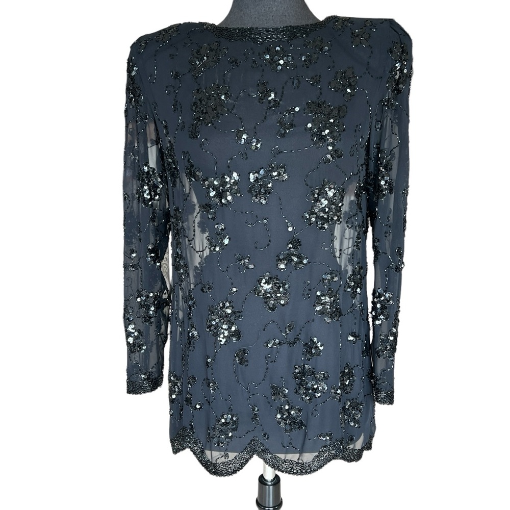 VINTAGE LILLIE RUBIN HAND BEABED TUNIC TOPIR MICRO MINI DRESS GOURGEOUS
